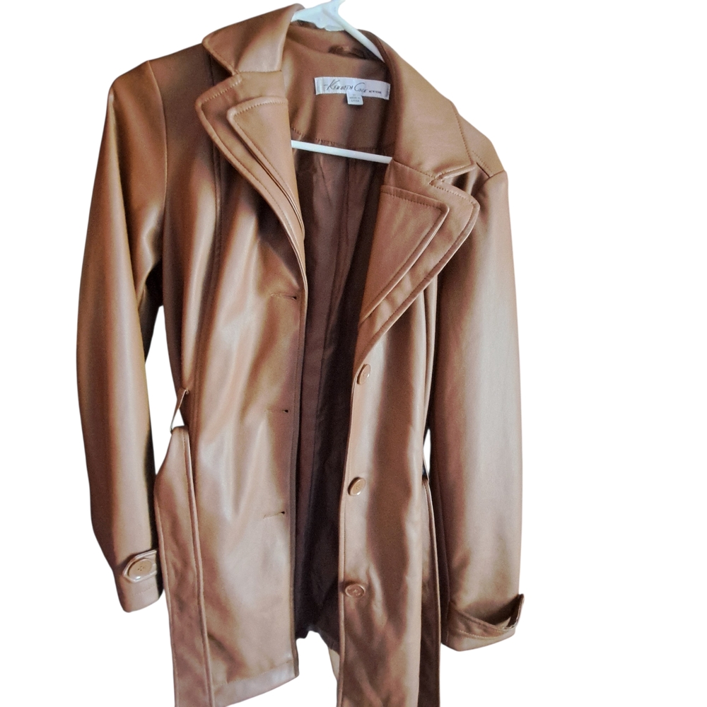 Kenneth Cole Brown Women's New York Belted Button Up Medium Jacket - Picture 1 of 9